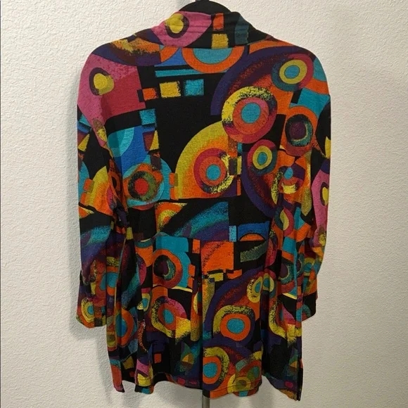 Ali Miles Colorful Geometric Button-Down Tunic - Picture 4 of 6